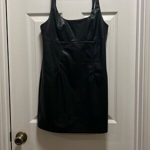 Black faux leather dress